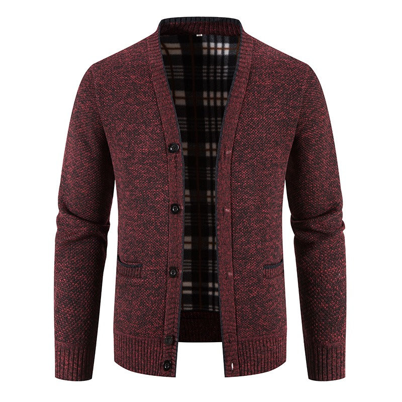 Schottenkaro gefütterte Strickjacke für Herren - Morten