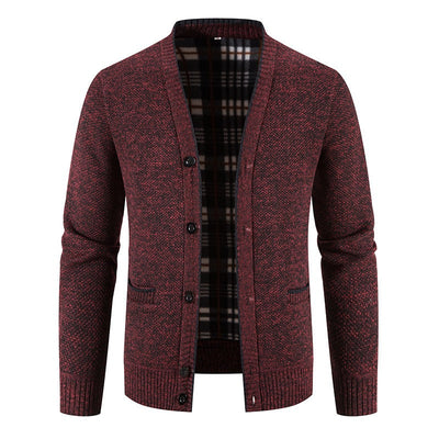 Schottenkaro gefütterte Strickjacke für Herren - Morten