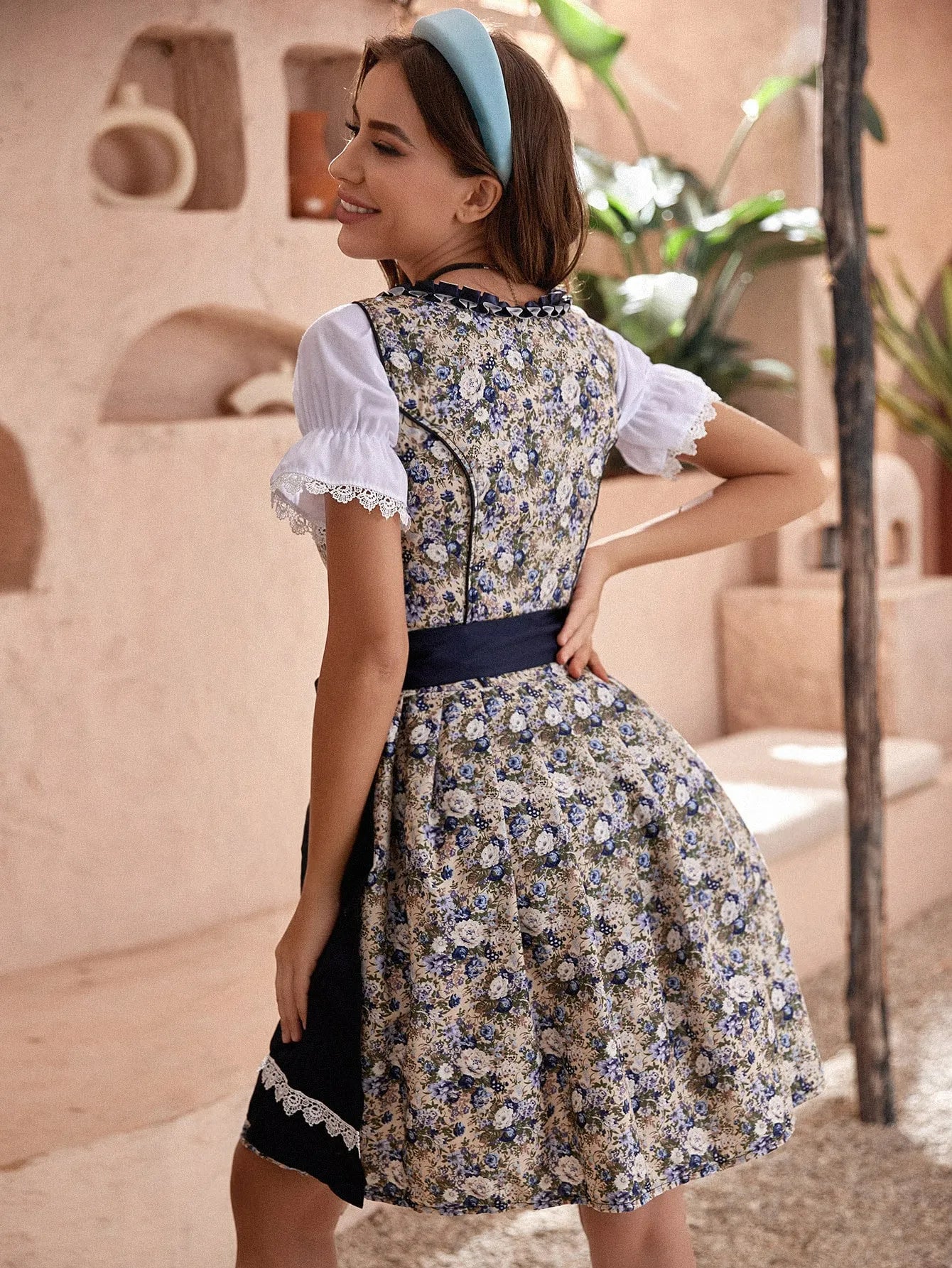 Damen Moderne Blau Oktoberfest Dirndl Kleid - Annemarie