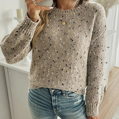Damenstrickpullover mit meliertem Strick, lässiger Stil - Elora