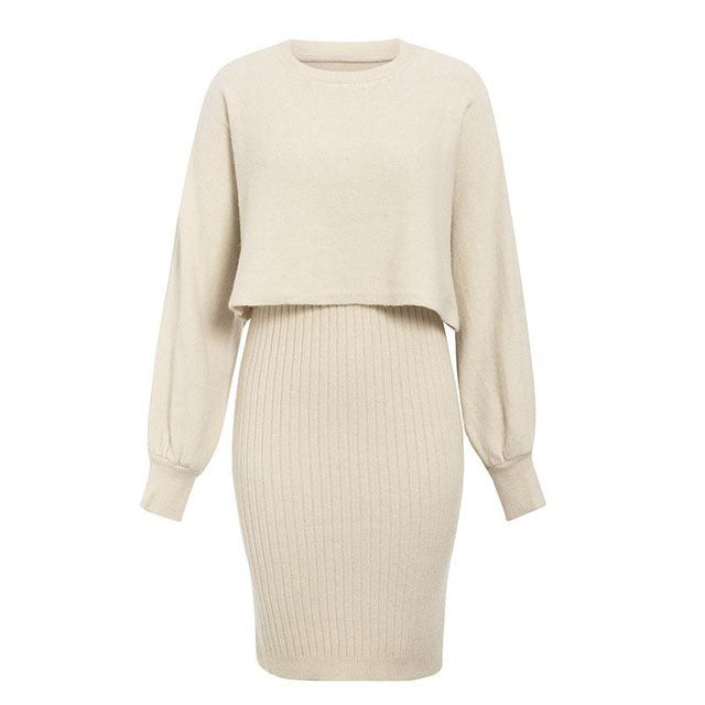 Zweiteiliges Effekt-Strickkleid - Karine
