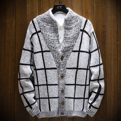 Karierte Strickjacke mit Revers - Adrien
