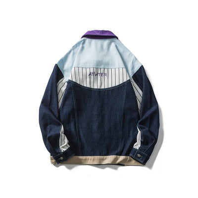 Herrenjacke Patchwork Denim Mehrfachtaschen modernes Design - Keiro