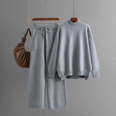 Minimalistisches Rollkragenset für Damen aus weichem Strick - Amélie