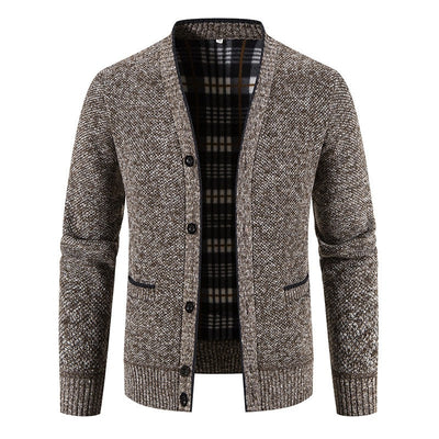 Schottenkaro gefütterte Strickjacke für Herren - Morten