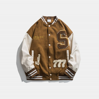 Unifarbene Herrenjacke mit gestickten Aufnähern - Leo