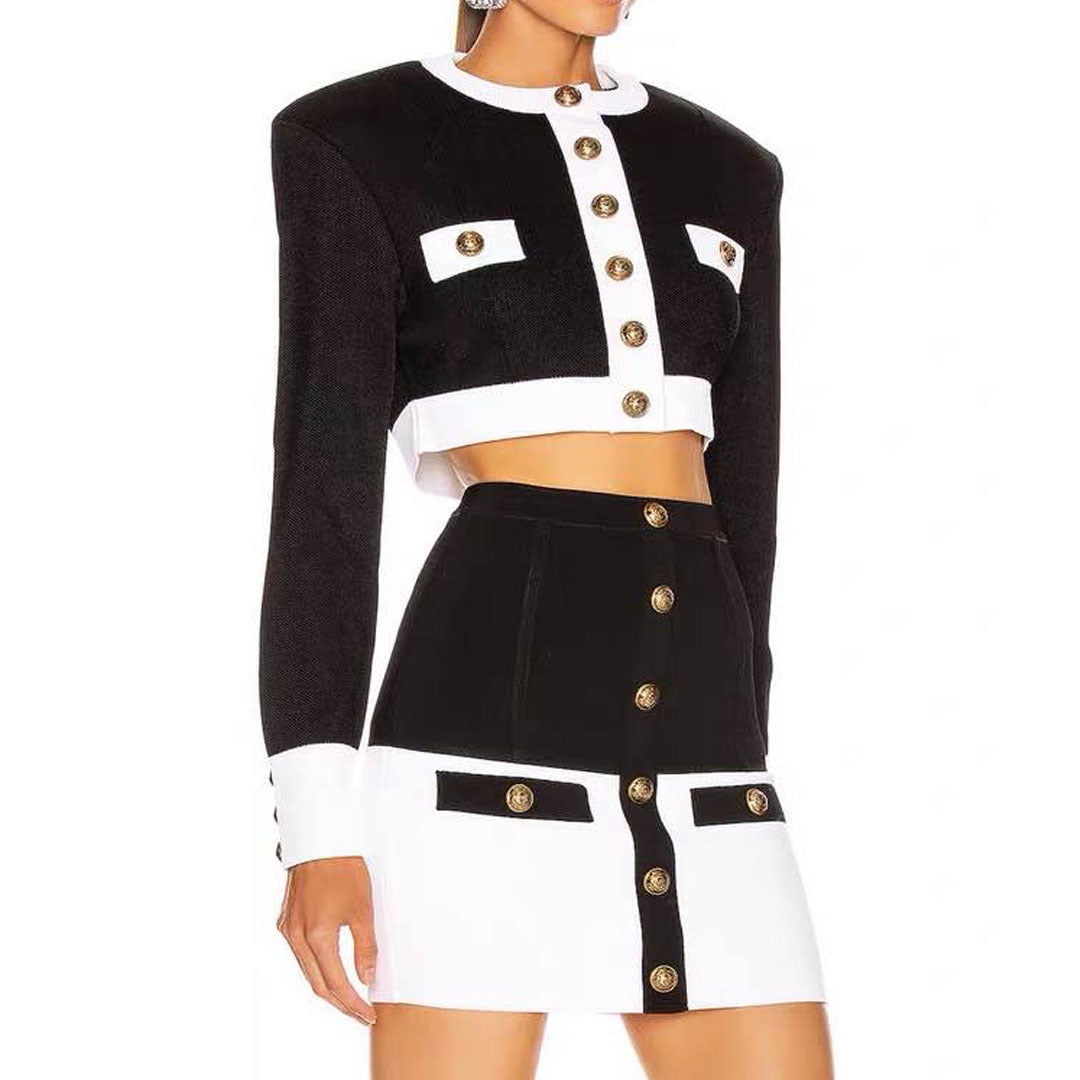 Strukturierter Strickrock und kurze Strickjacke - Roxane