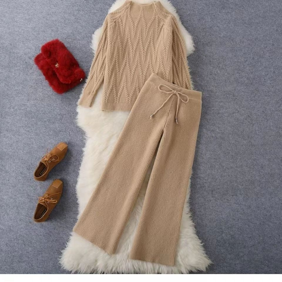 Gestrickter Zopfpullover und weite Hose für Damen - Melis