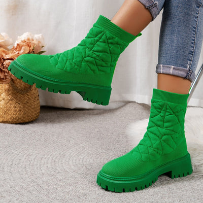 Gesteppte Damenstiefel aus Stoff mit Laufsohle im urbanen Stil - Kaela
