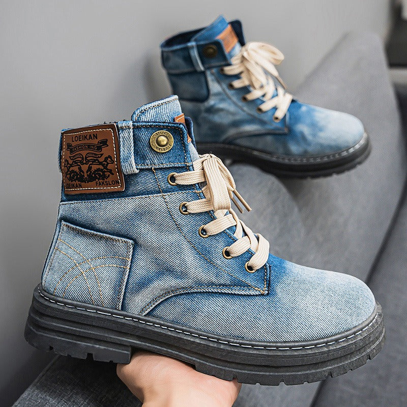 Halbhohe Freizeitstiefel aus Canvas-Denim für Herren - Eron