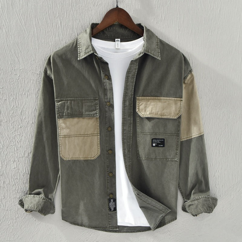 Lässiges Baumwollshirt mit zweifarbigen Taschen - Yaren