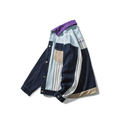 Herrenjacke Patchwork Denim Mehrfachtaschen modernes Design - Keiro
