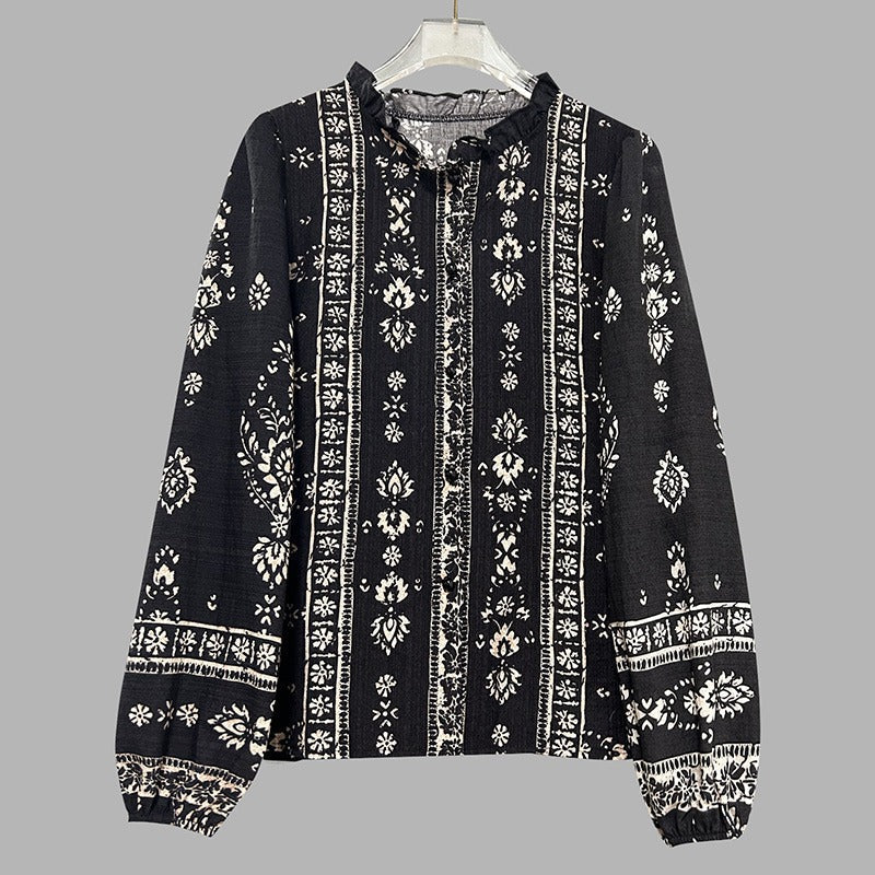 Damenbluse aus Baumwolle mit Stickerei im Bohème-Stil - Solène