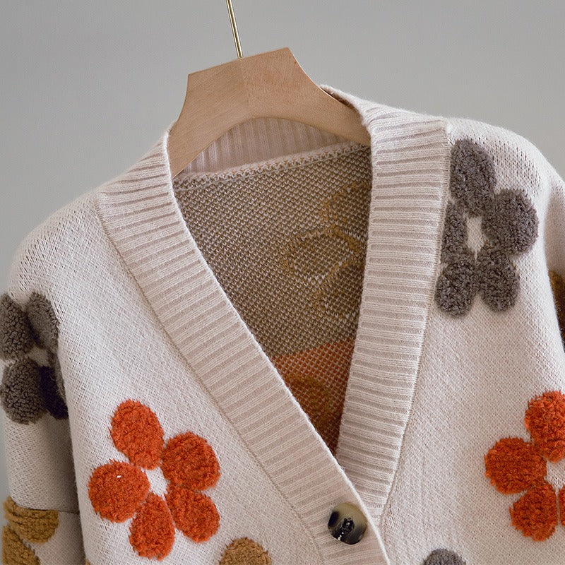 Jacquard-Strickjacke im Retro-Stil für Damen - Karla