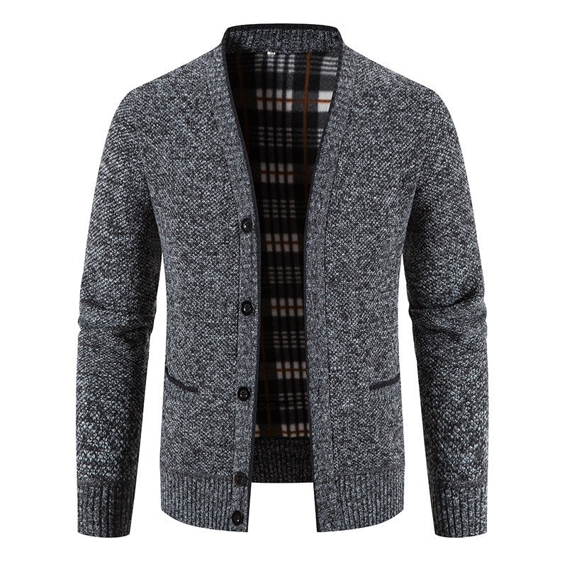 Schottenkaro gefütterte Strickjacke für Herren - Morten