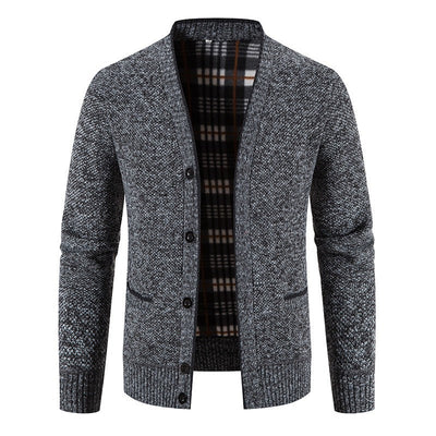Schottenkaro gefütterte Strickjacke für Herren - Morten
