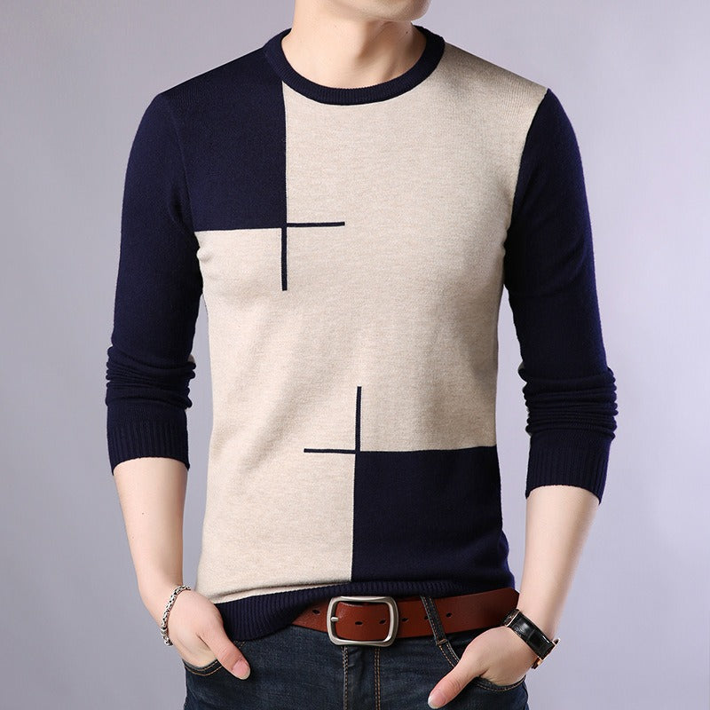 Langärmeliger Pullover mit modernem, geometrischem Design für Herren - Bastien