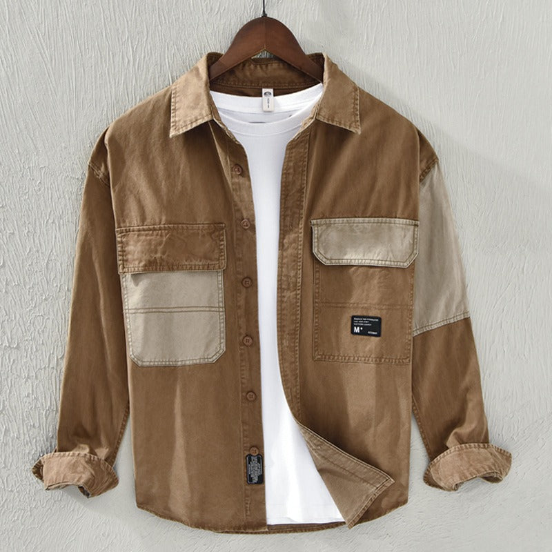 Lässiges Baumwollshirt mit zweifarbigen Taschen - Yaren