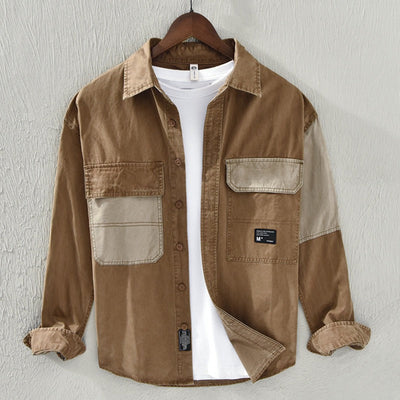 Lässiges Baumwollshirt mit zweifarbigen Taschen - Yaren