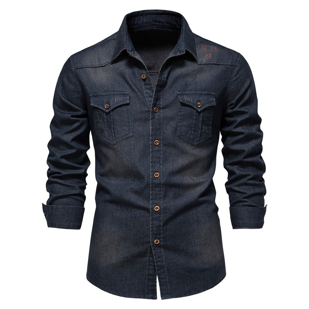 Langärmeliges Denim-Hemd für Männer - Derek