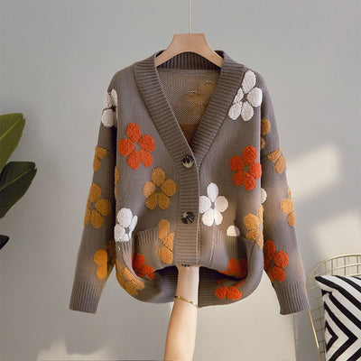 Jacquard-Strickjacke im Retro-Stil für Damen - Karla