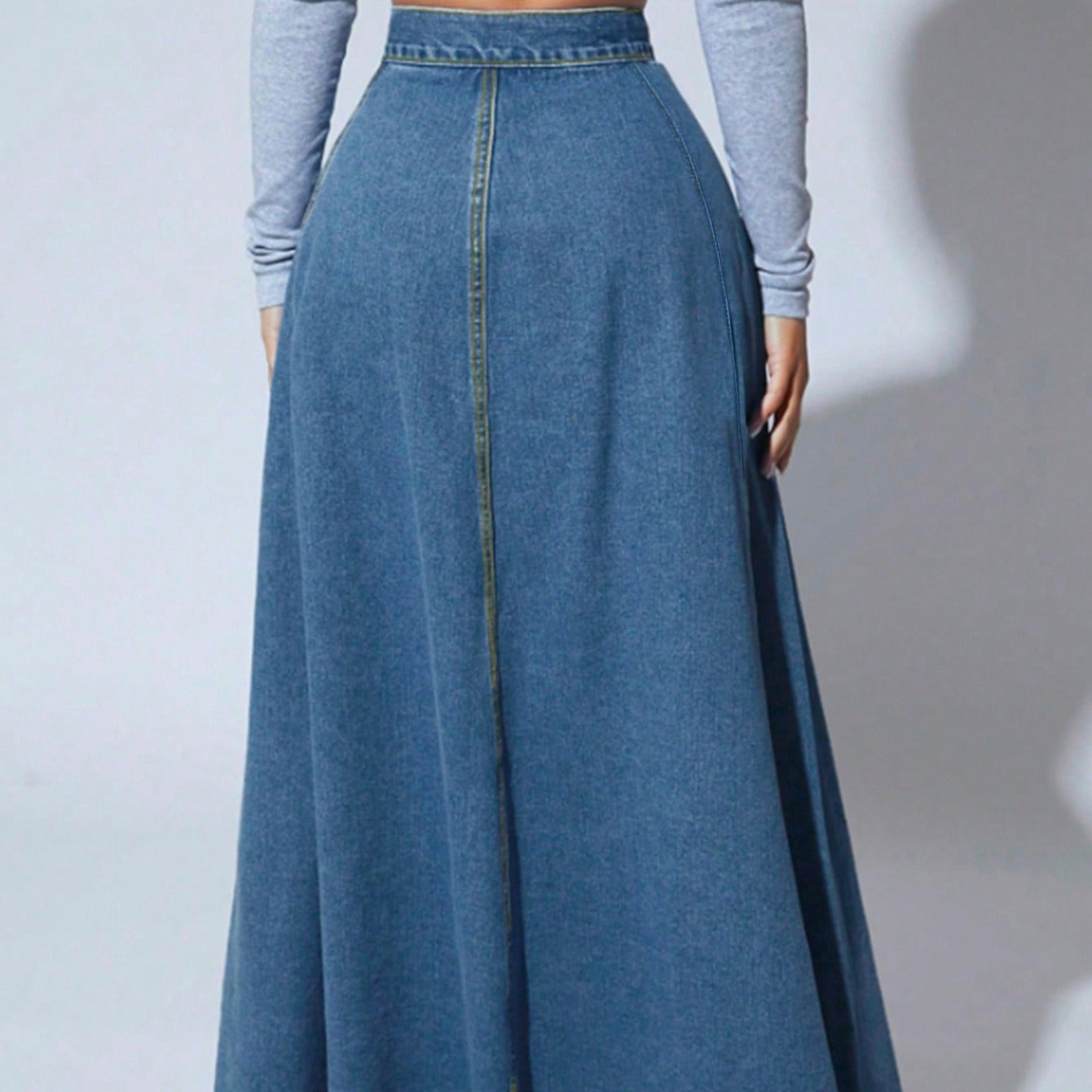 Langer Damenrock mit hoher Taille und Knöpfen - Martha