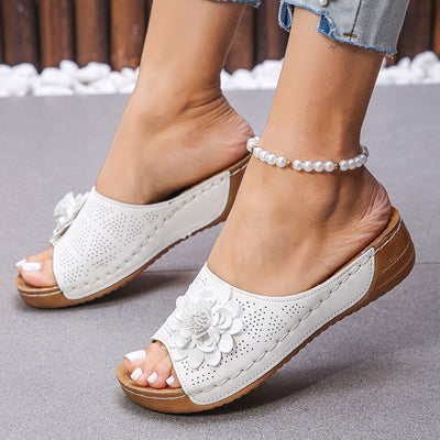 Sandalen Frau 3D Blume Perforiertes Design Anatomische Sohle - Maribel