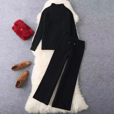 Gestrickter Zopfpullover und weite Hose für Damen - Melis
