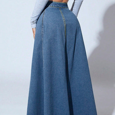Langer Damenrock mit hoher Taille und Knöpfen - Martha