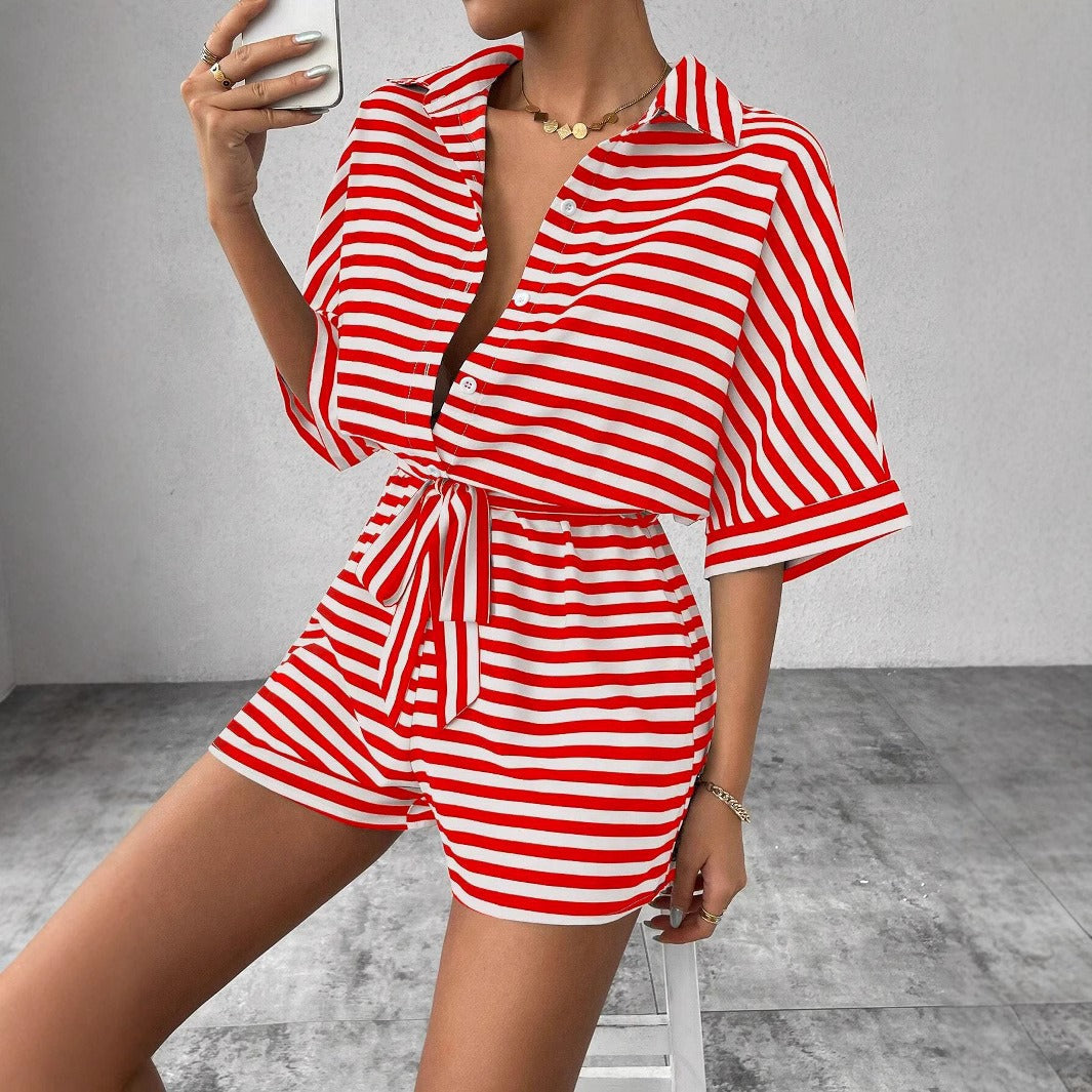 Shirt kurzer Overall mit horizontalen Streifen - Brisa