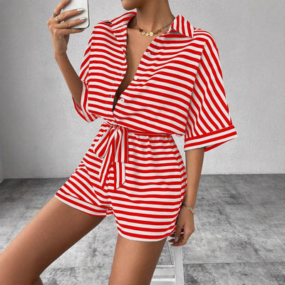 Shirt kurzer Overall mit horizontalen Streifen - Brisa