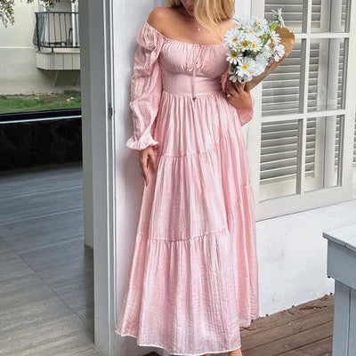 Langes Kleid mit quadratischem Ausschnitt - Liora