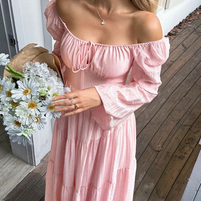 Langes Kleid mit quadratischem Ausschnitt - Liora