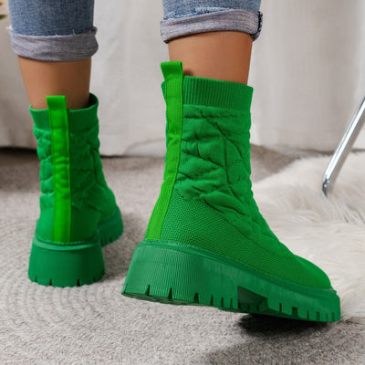 Gesteppte Damenstiefel aus Stoff mit Laufsohle im urbanen Stil - Kaela