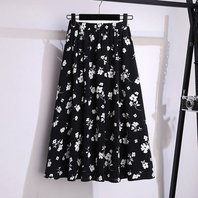 Damen-Midirock aus fließendem Chiffon mit Blumenmuster - Renata