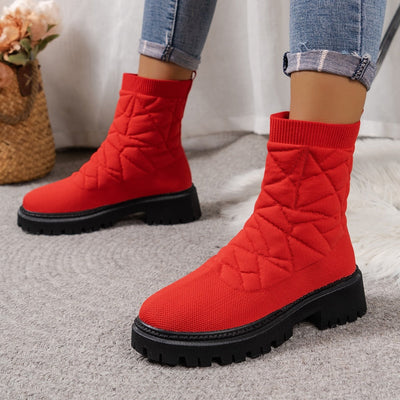 Gesteppte Damenstiefel aus Stoff mit Laufsohle im urbanen Stil - Kaela