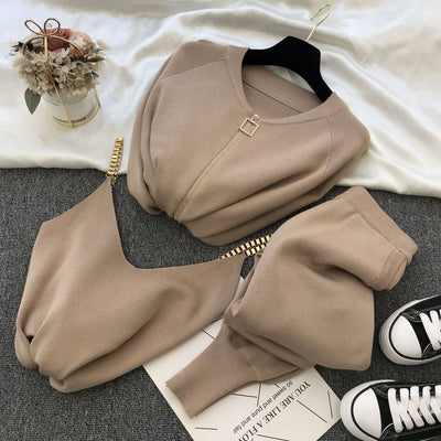 Damen Strickjacke Metallic Reißverschluss Rundhalsausschnitt - Nysse
