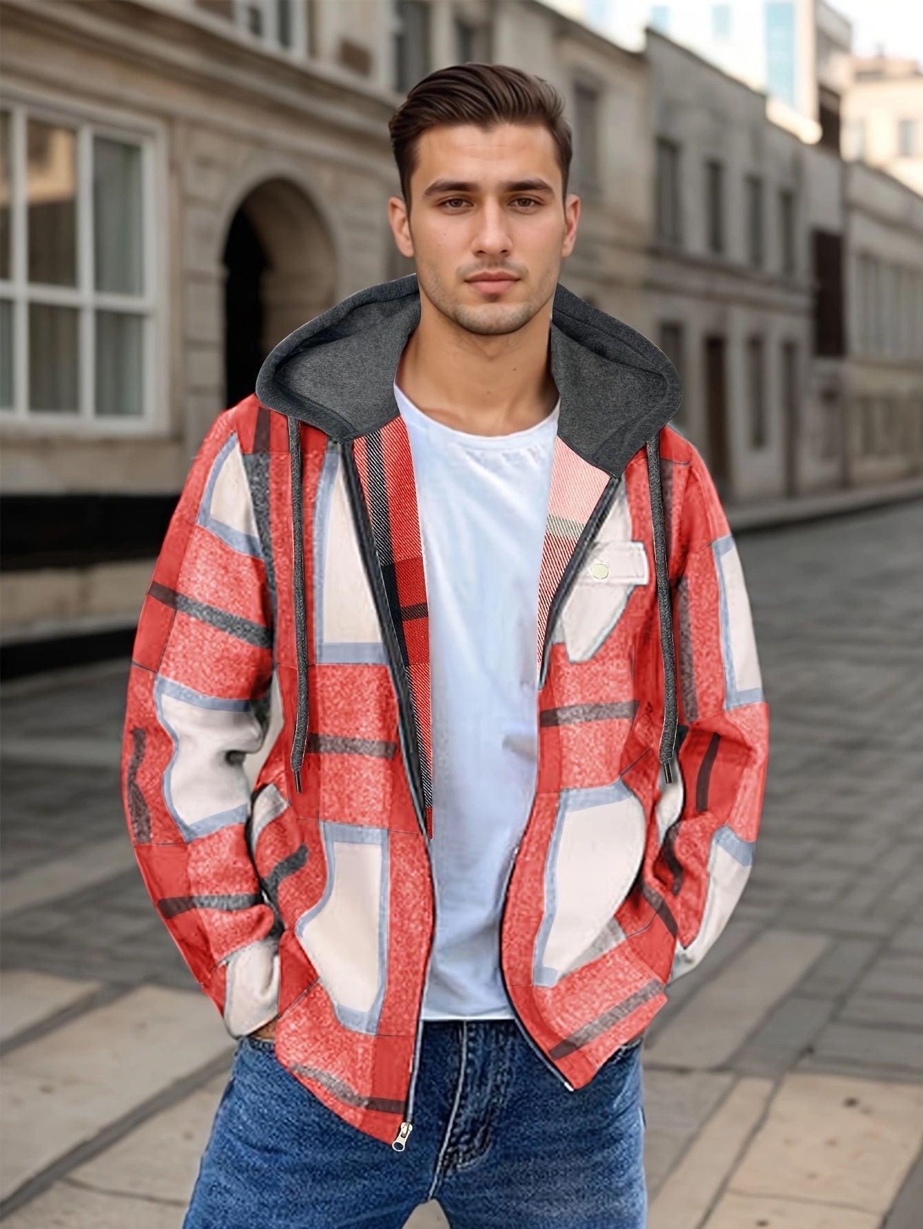 Lässige Karojacke mit Kapuze für Herren - Pilato