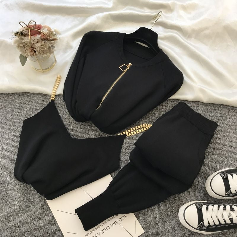 Damen Strickjacke Metallic Reißverschluss Rundhalsausschnitt - Nysse