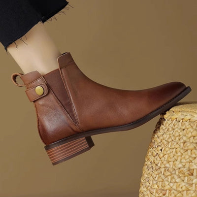 Flache Damenstiefel mit Gummizug im Chelsea-Stil aus Leder - Keira