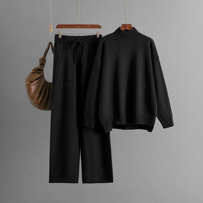 Minimalistisches Rollkragenset für Damen aus weichem Strick - Amélie