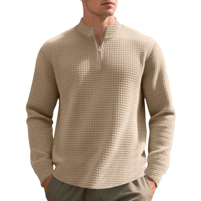 Herren Pullover mit halbem Reißverschluss und Waffelstruktur - Taren