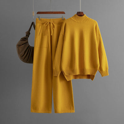 Minimalistisches Rollkragenset für Damen aus weichem Strick - Amélie