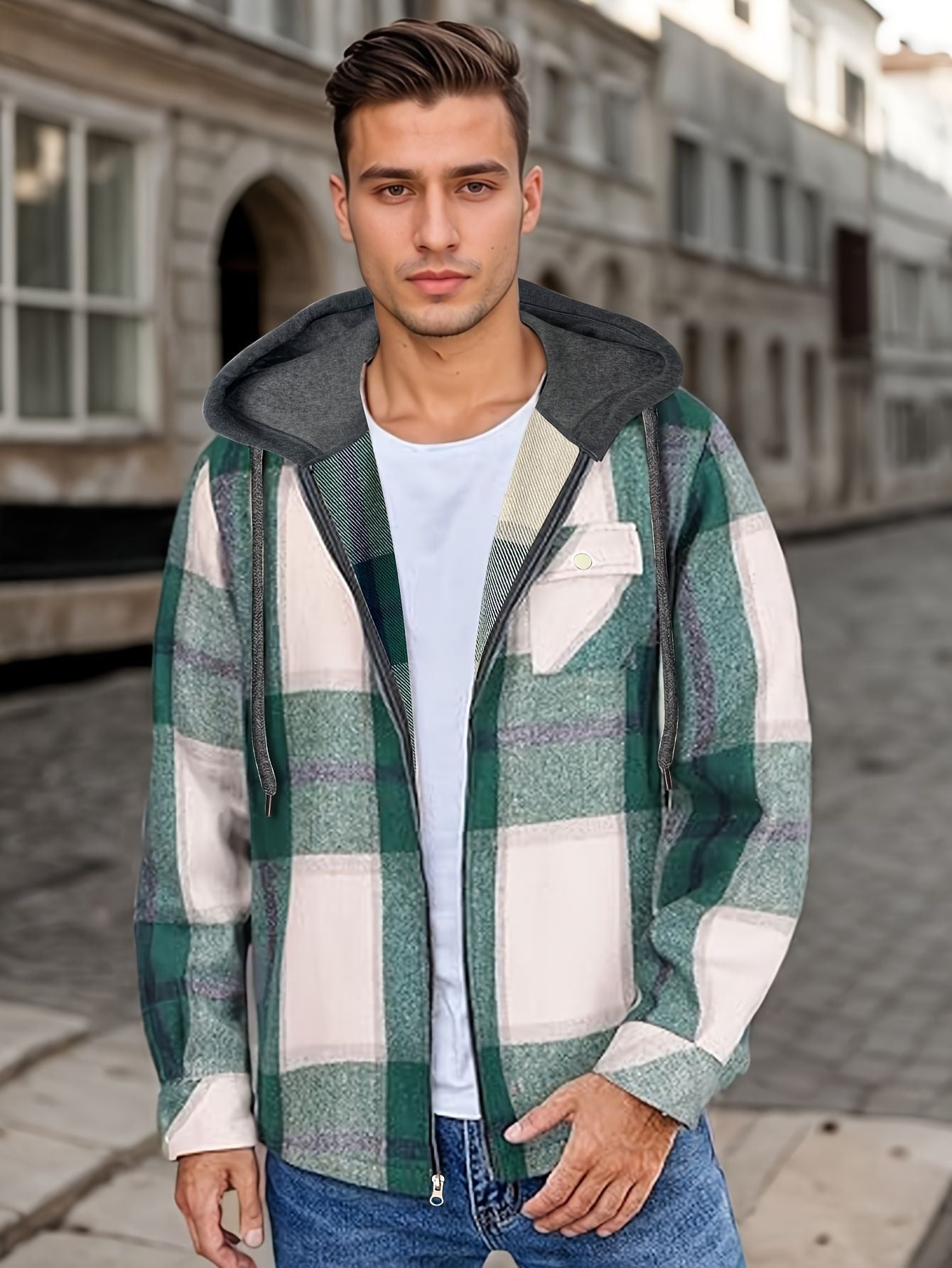 Lässige Karojacke mit Kapuze für Herren - Pilato