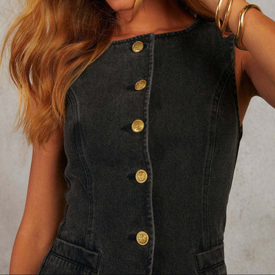 Ärmelloses Denim-Set für Damen mit schmaler Passform - Nadine
