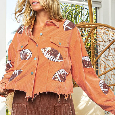 Damenjacke aus Cord mit Paillettenstickerei im urbanen Stil - Brielle