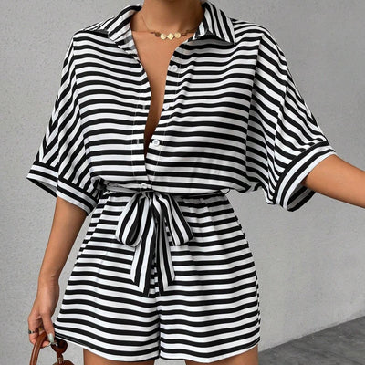 Shirt kurzer Overall mit horizontalen Streifen - Brisa