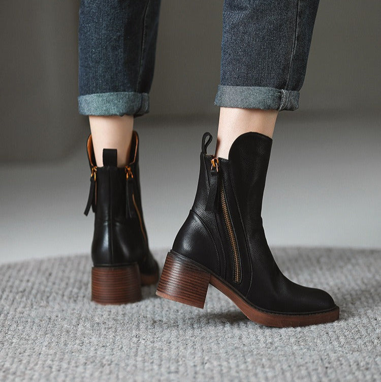 Damen hohe Plateau-Stiefel mit seitlichem Reißverschluss modernen Stil - Grega