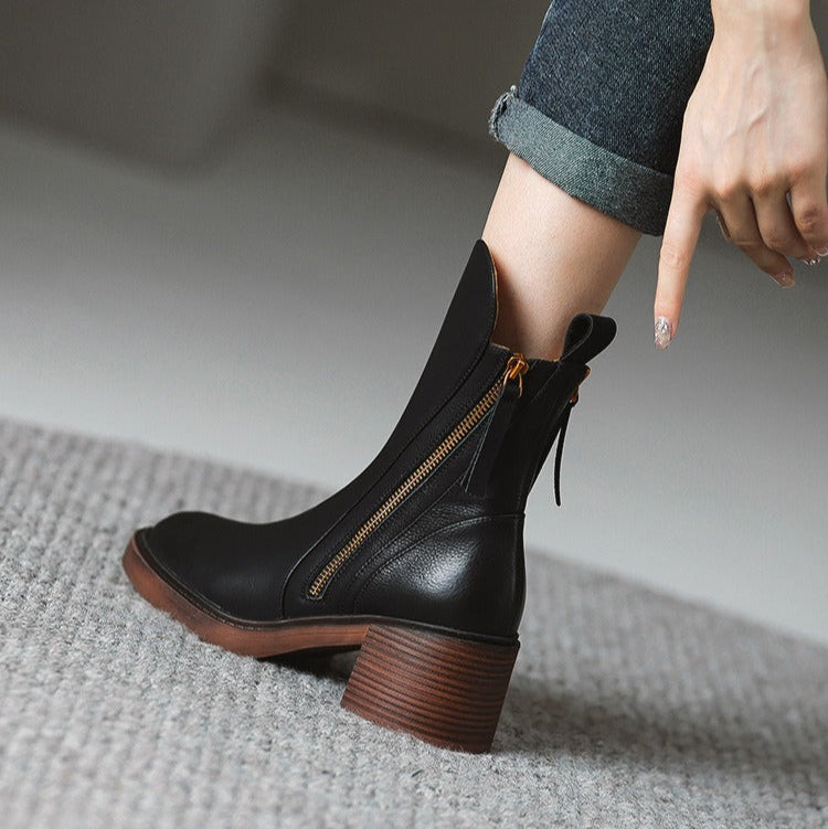 Damen hohe Plateau-Stiefel mit seitlichem Reißverschluss modernen Stil - Grega