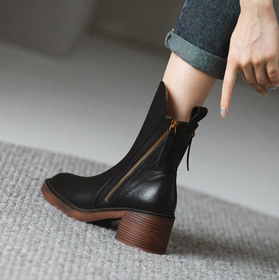 Damen hohe Plateau-Stiefel mit seitlichem Reißverschluss modernen Stil - Grega